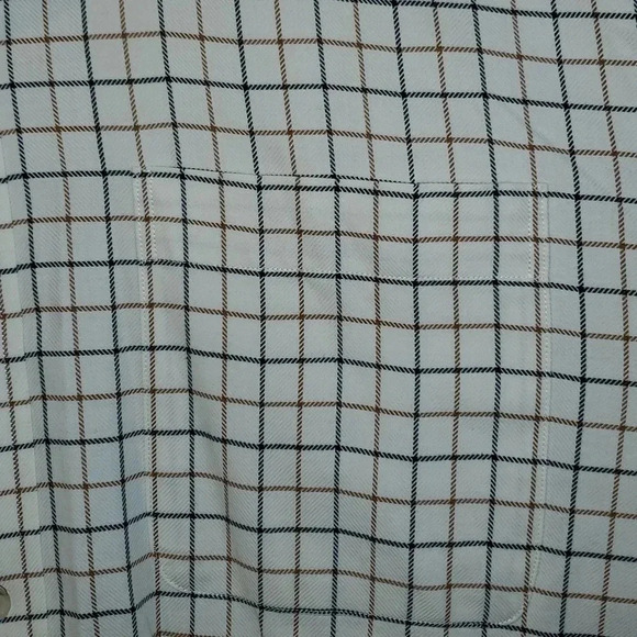 Cutter Buck Mens XXL Button Down Cotton Cashmere Blend Brown Plaid Dress Shirt - Picture 5 of 10